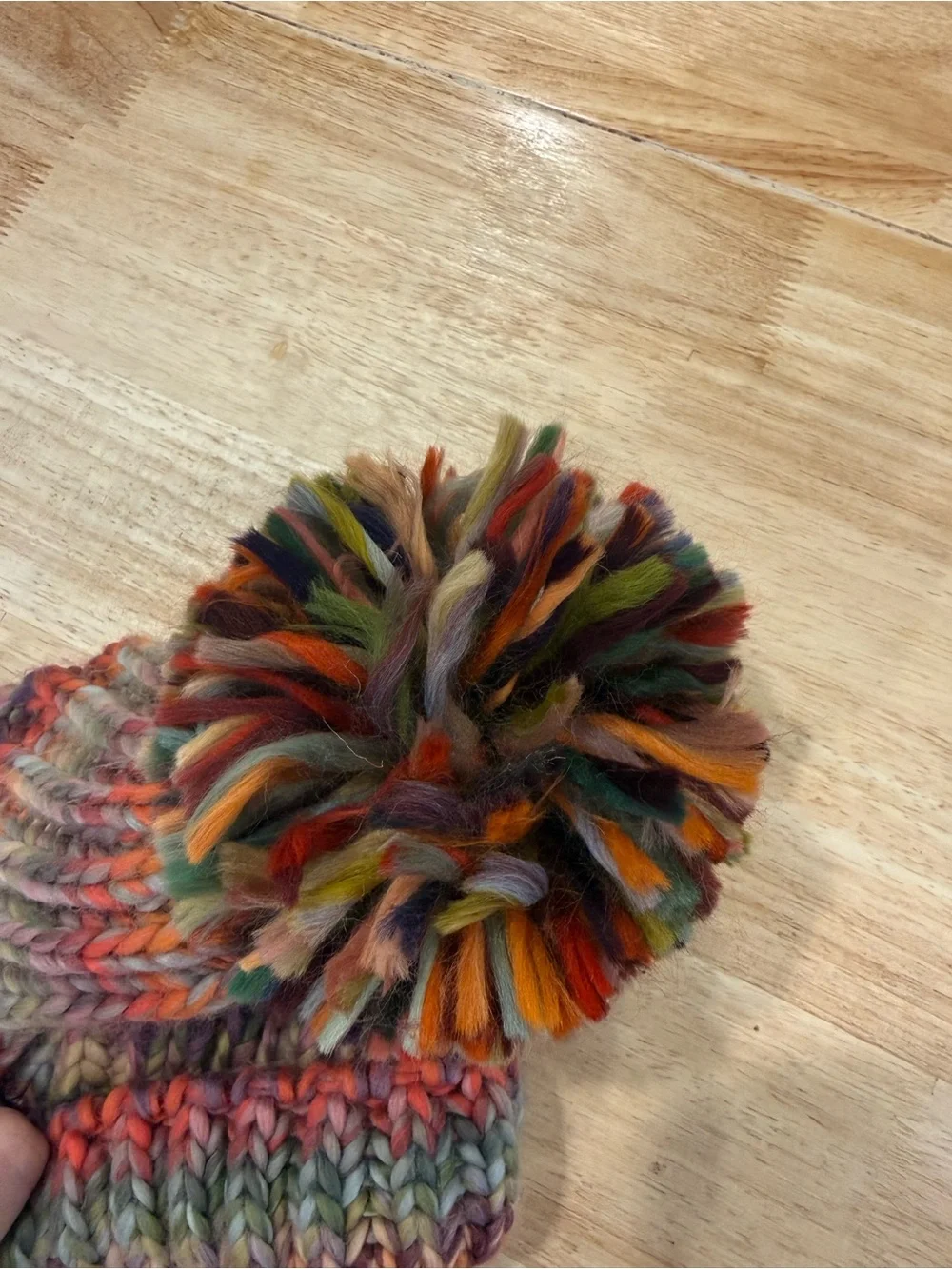 Kids Multicolor Knit Pom Beanie - Colorful Striped Hat